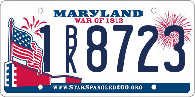 MD license plate 1BK8723