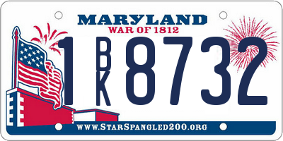MD license plate 1BK8732