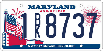 MD license plate 1BK8737