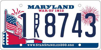 MD license plate 1BK8743