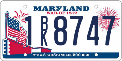 MD license plate 1BK8747