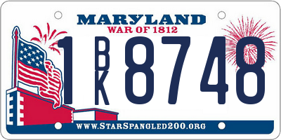 MD license plate 1BK8748