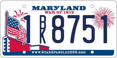 MD license plate 1BK8751
