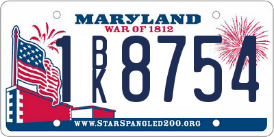 MD license plate 1BK8754