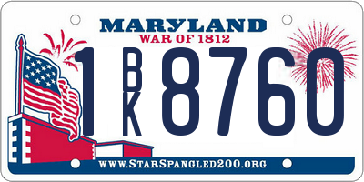 MD license plate 1BK8760