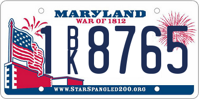 MD license plate 1BK8765
