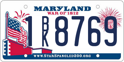 MD license plate 1BK8769
