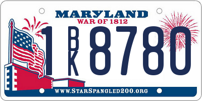 MD license plate 1BK8780