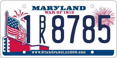 MD license plate 1BK8785