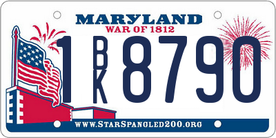 MD license plate 1BK8790