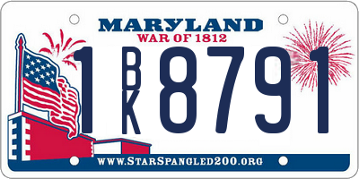 MD license plate 1BK8791
