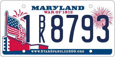 MD license plate 1BK8793