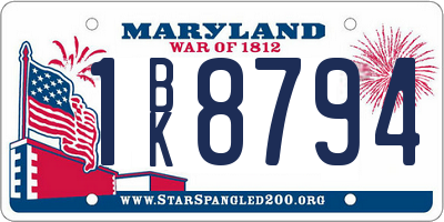 MD license plate 1BK8794