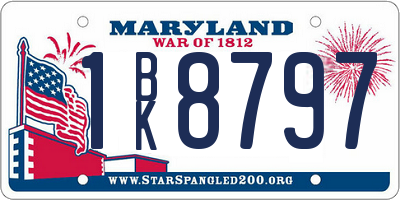 MD license plate 1BK8797