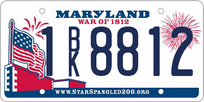 MD license plate 1BK8812