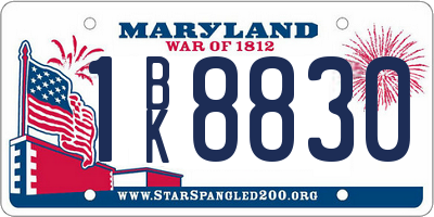 MD license plate 1BK8830