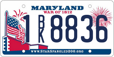 MD license plate 1BK8836