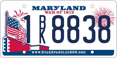 MD license plate 1BK8838