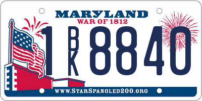 MD license plate 1BK8840