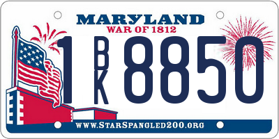 MD license plate 1BK8850