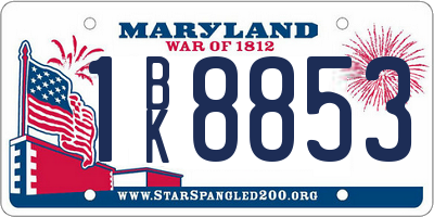 MD license plate 1BK8853