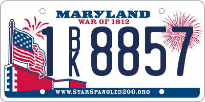 MD license plate 1BK8857