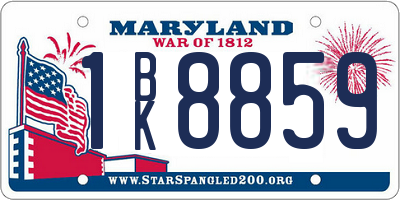 MD license plate 1BK8859