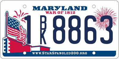 MD license plate 1BK8863