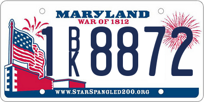 MD license plate 1BK8872