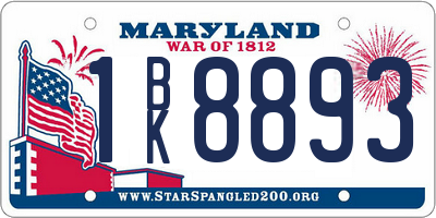MD license plate 1BK8893