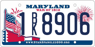 MD license plate 1BK8906