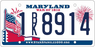 MD license plate 1BK8914