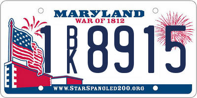MD license plate 1BK8915