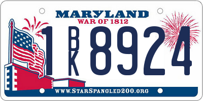 MD license plate 1BK8924