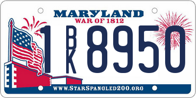 MD license plate 1BK8950