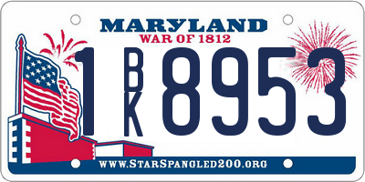 MD license plate 1BK8953