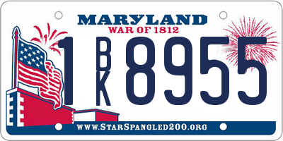 MD license plate 1BK8955