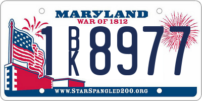 MD license plate 1BK8977