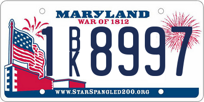 MD license plate 1BK8997