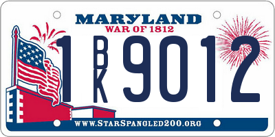 MD license plate 1BK9012