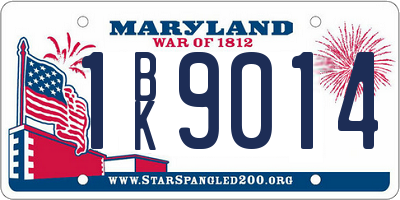 MD license plate 1BK9014