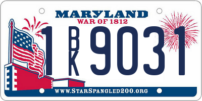 MD license plate 1BK9031