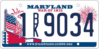 MD license plate 1BK9034