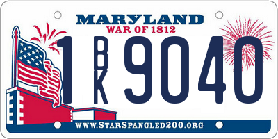 MD license plate 1BK9040
