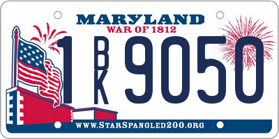 MD license plate 1BK9050