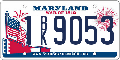 MD license plate 1BK9053