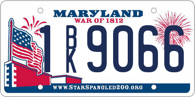MD license plate 1BK9066