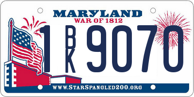 MD license plate 1BK9070