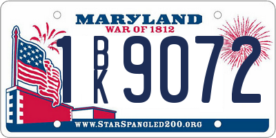 MD license plate 1BK9072