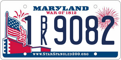 MD license plate 1BK9082